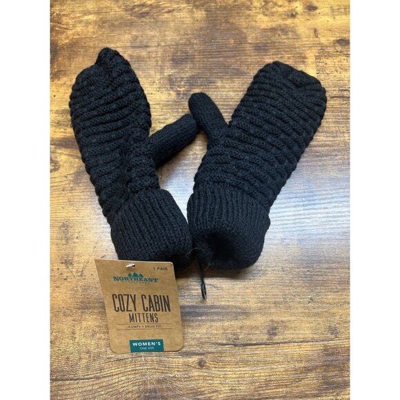 Northeast Outfitters Cozy Cabin Mittens Women's One Size Black NWT‎ - Picture 1 of 4